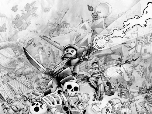 BrikWars! graphite drawing
